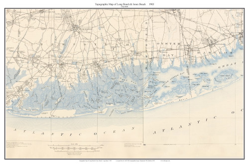 Long Beach & Jones Beach 1903 - Custom USGS Old Topo Map - New York - Long Island