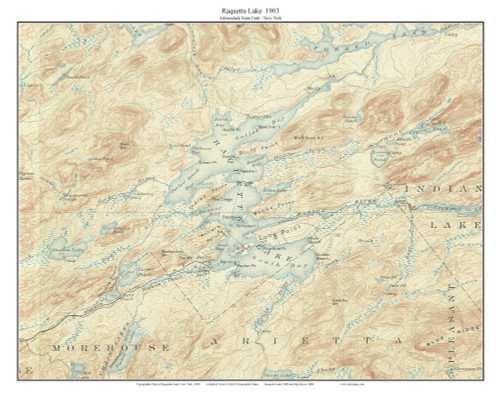 Raquette Lake 1903 - Custom USGS Old Topo Map - New York - Adirondack Lakes