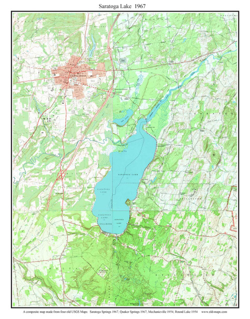 Saratoga Lake 1967 - Custom USGS Old Topo Map - New York - Eastern Lakes