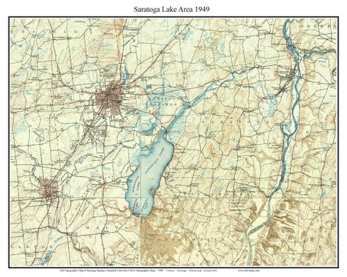 Saratoga Lake Area 1949 - Custom USGS Old Topo Map - New York - Eastern Lakes