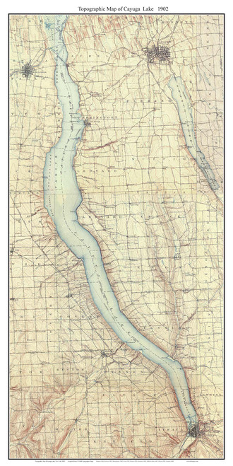 Cayuga Lake 1902 - Custom USGS Old Topo Map - New York - Finger Lakes