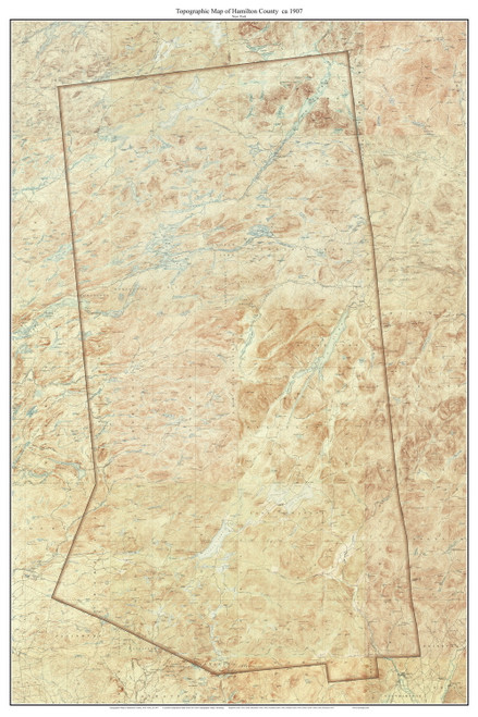 Hamilton County NY 1907 - Custom USGS Old Topo Map - New York - County & Specials