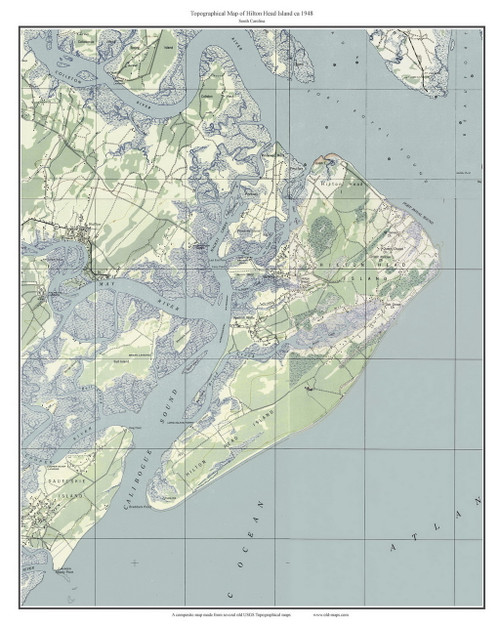 Hilton Head Island (Full Color) 1948 - Custom USGS Old Topo Map - South Carolina