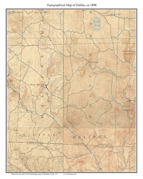 Halifax 1898 - Custom USGS Old Topo Map - Vermont