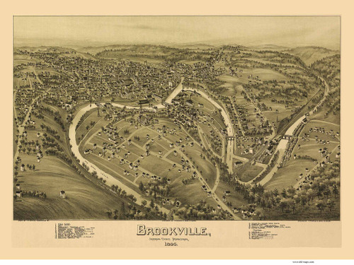 Brookville, Pennsylvania 1895 Bird's Eye View - Old Map Reprint