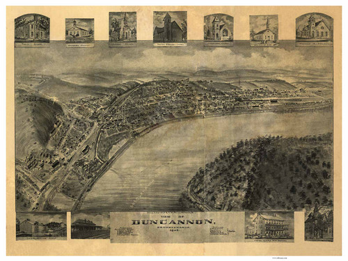 Duncannon, Pennsylvania 1903 Bird's Eye View - Old Map Reprint
