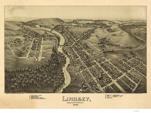 Lindsey and Punxsutawney, Pennsylvania 1895 Bird's Eye View - Old Map Reprint