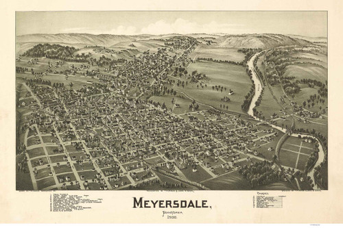 Myersdale, Pennsylvania 1900 Bird's Eye View - Old Map Reprint