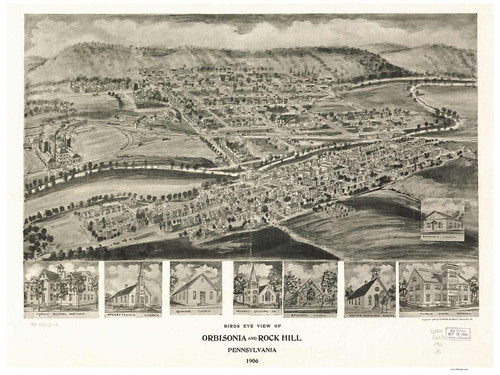 Orbisonia and Rockhill, Pennsylvania 1906 Bird's Eye View - Old Map Reprint