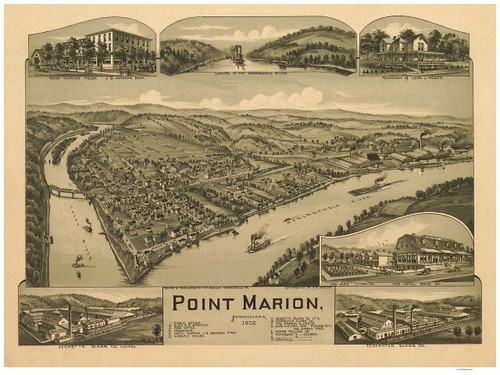 Point Marion, Pennsylvania 1902 Bird's Eye View - Old Map Reprint