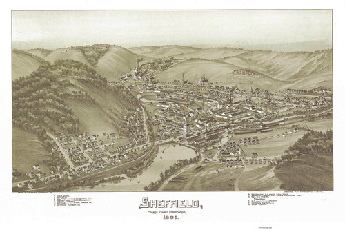 Sheffield, Pennsylvania 1895 Bird's Eye View - Old Map Reprint