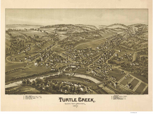 Turtle Creek, Pennsylvania 1897 Bird's Eye View - Old Map Reprint