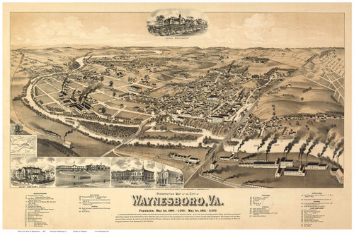 Waynesboro, Virginia 1891 Bird's Eye View