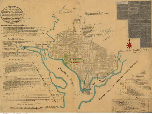 Washington DC 1887 - L'Enfant - Old Map Reprint