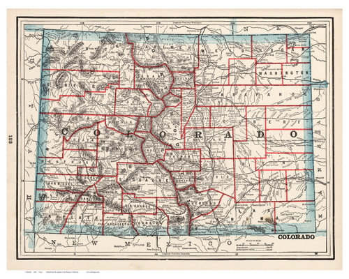 Colorado 1893 Cram - Old State Map Reprint