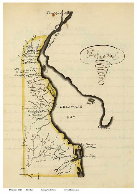 Delaware 1823 Henshaw - Old State Map Reprint