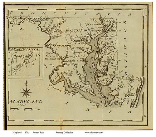 Maryland 1795 Scott - Old State Map Reprint