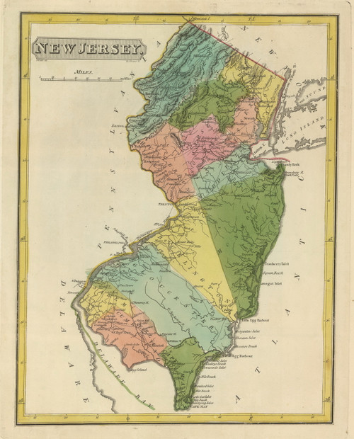 New Jersey 1816 Lucas - Old State Map Reprint