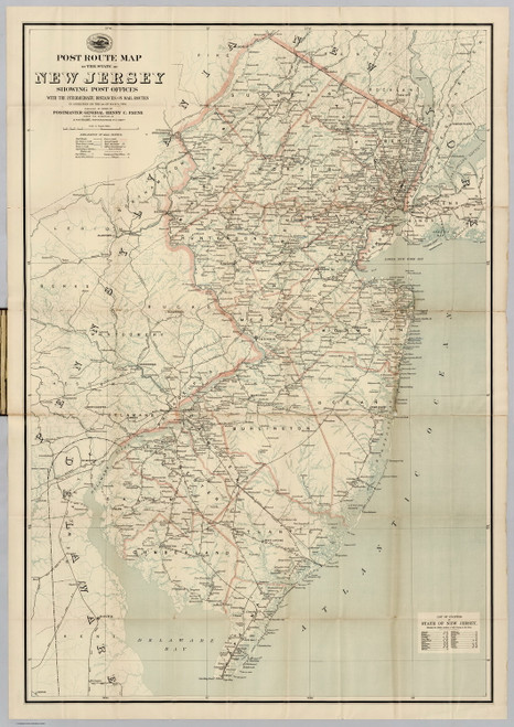 New Jersey 1904 U.S. Post Office - Old State Map Reprint