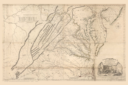 Virginia 1755 Fry & Jefferson - Old State Map Reprint