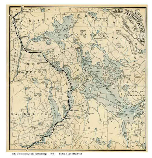 Lake Winnipesaukee, New Hampshire 1885 - Old Map Reprint