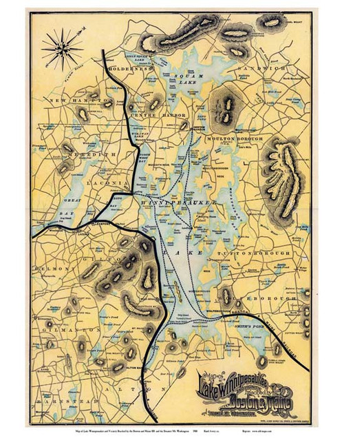 Lake Winnipesaukee, New Hampshire 1900 - Old Map Reprint