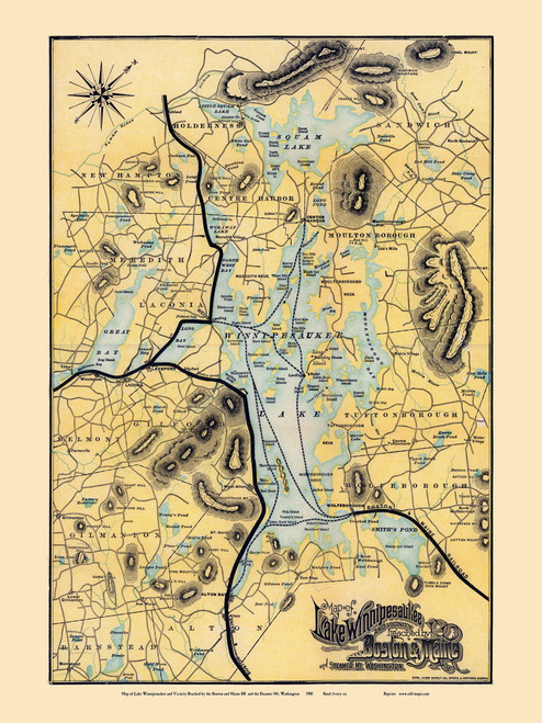 Lake Winnipesaukee, New Hampshire 1900 - Old Map Reprint