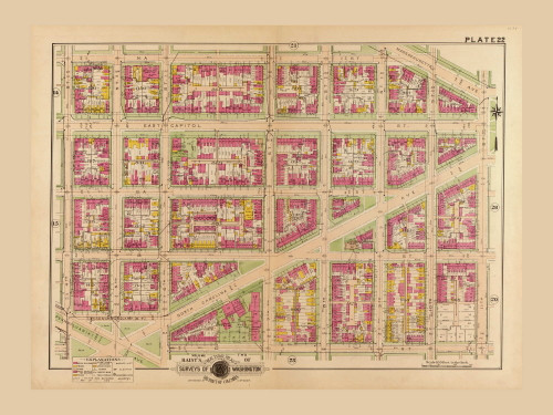 Plate 22, North Carolina Ave. - Washington DC 1921 Atlas Old Map Reprint - Baist Vol.2