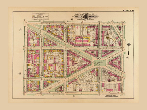 Plate 30, Ives Place - Washington DC 1921 Atlas Old Map Reprint - Baist Vol.2