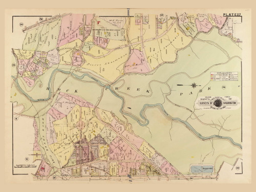 Plate 27, Rock Creek Park - Washington DC 1919 Atlas Old Map Reprint - Baist Vol.3