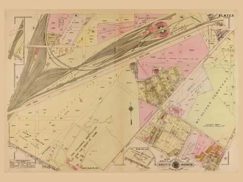 Plate 3, Railroad Engine House - Washington DC 1921 Atlas Old Map Reprint - Baist Vol.4