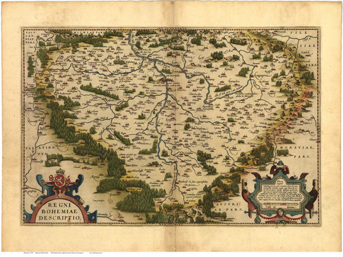 Bohemia, 1570 Ortelius - Old Map Reprint - World