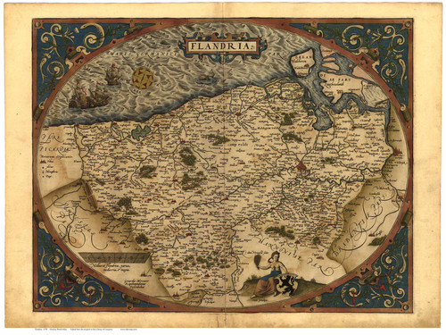 Flanders, 1570 Ortelius - Old Map Reprint - World