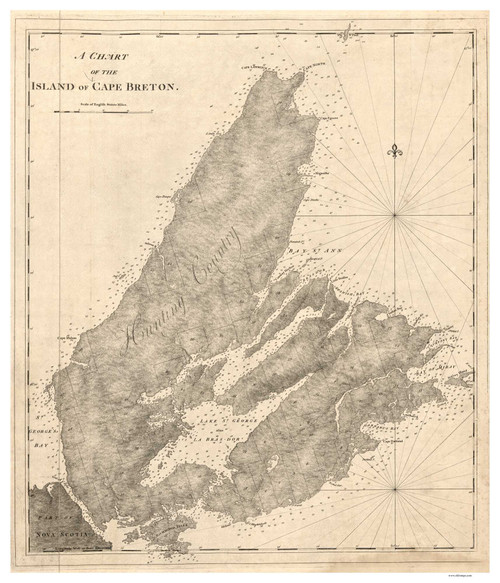 Cape Breton Island 1781 - Des Barres V2-8 Reprint - USA Regional