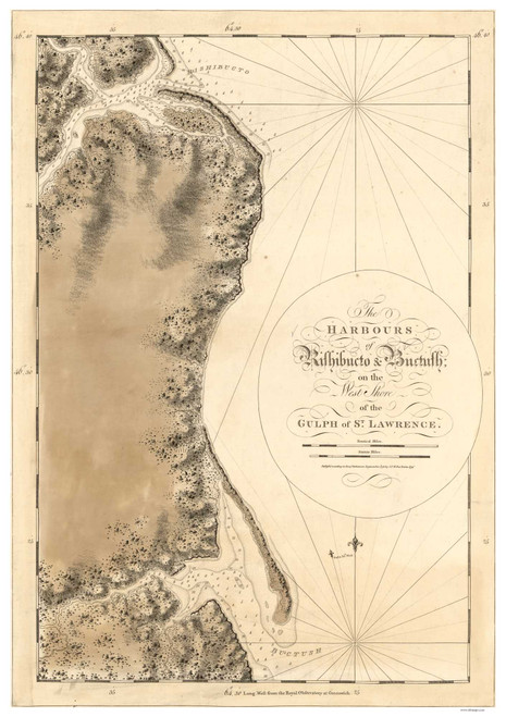 Rishibucto & Buctush (Bouctouche) 1781 - Des Barres V2-15 Reprint - USA Regional