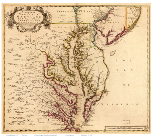 Chesapeake Bay 1719 - Senex - Old Map Reprint