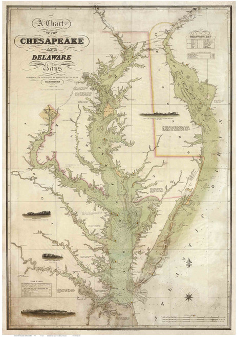 Chesapeake Bay 1840 - Lucas - Old Map Reprint