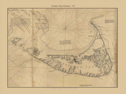 Map of Nantucket 1776 Des Barres - Old Map Custom Print 1-Town