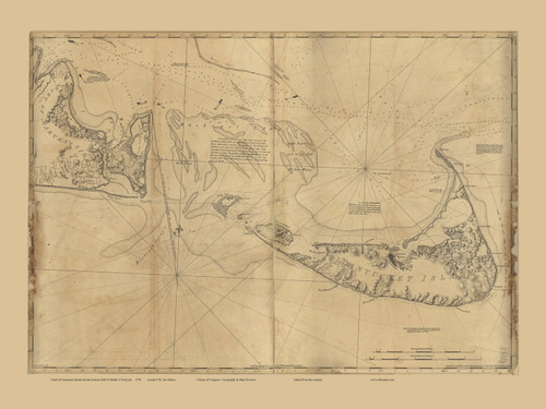 Nantucket Island and the Eastern Half of Martha's Vineyard 1776 Des Barres - Old Map Reprint 1-Town