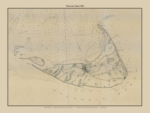 Nantucket Island 1826 Lt. J Anderson/Army Corps of Engineers B-38 - Old Map Custom Print 1-Town