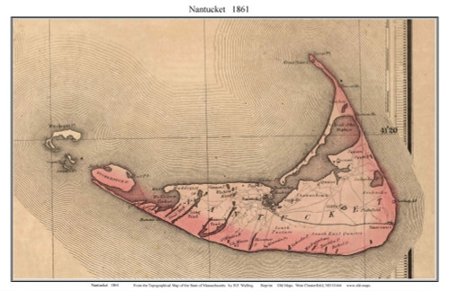 Nantucket 1861 H.F. Walling - Old Map Custom Print 1-Town