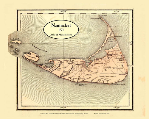 Nantucket 1871 Walling & Gray - Old Map Custom Print 1-Town