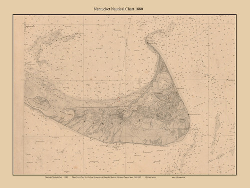 Nantucket Nautical Chart 1880 US Coast Survey - Old Map Custom Print 1-Town