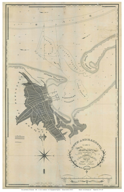 Nantucket Harbor 1826 Anderson - Old Map Reprint 3-Harbor