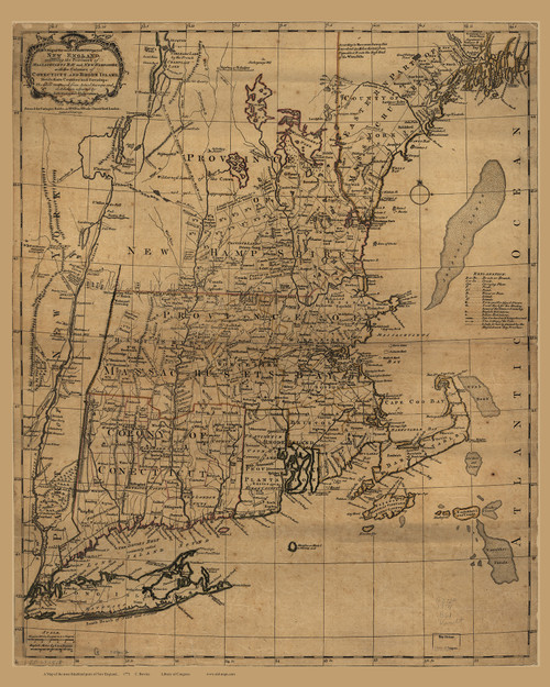 New England 1771 Old Map Reprint - Bowles - B61 Tan