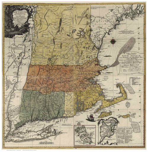 New England 1779 Old Map Reprint - Probst