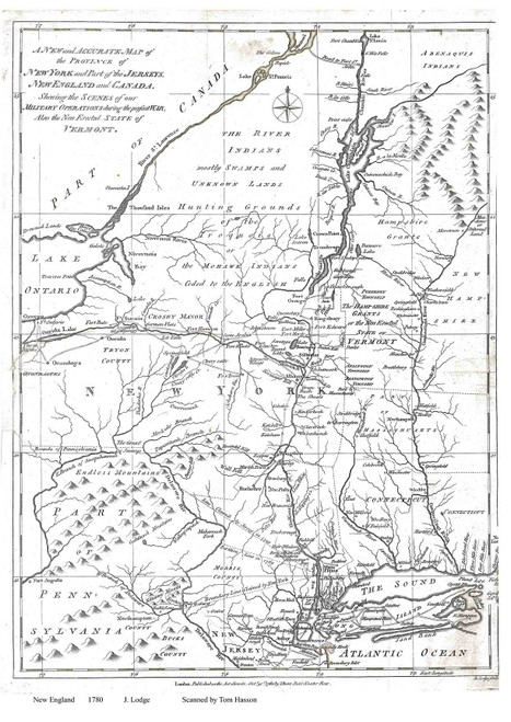 New England 1780 Old Map Reprint - Lodge