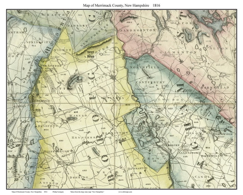 Merrimack County New Hampshire 1816 - Old Map Custom Print - Carrigain