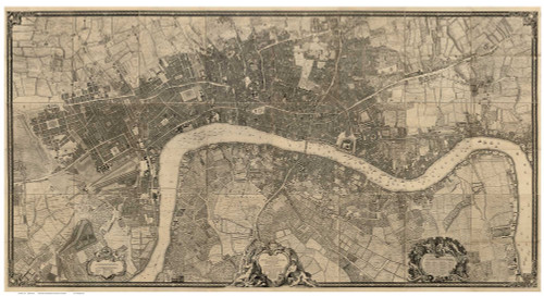 Old Map of London 1746 Rocque - Old Map Reprint