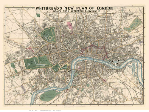 Old Map of London 1853 Whitbread - Old Map Reprint